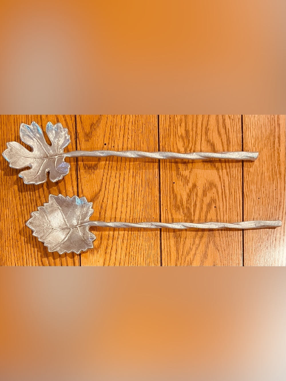 Martha Stewart Park Leaves Collection Set, Salad Servers. Length 15 X 5 inches